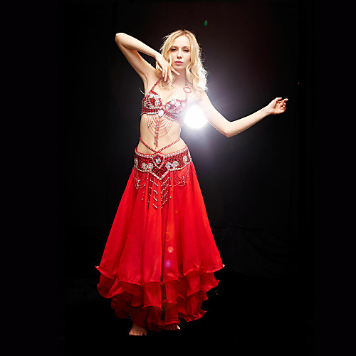 

Belly Dance Skirt Beading Sequin Women's Training Sleeveless Natural Polyester / Ballroom