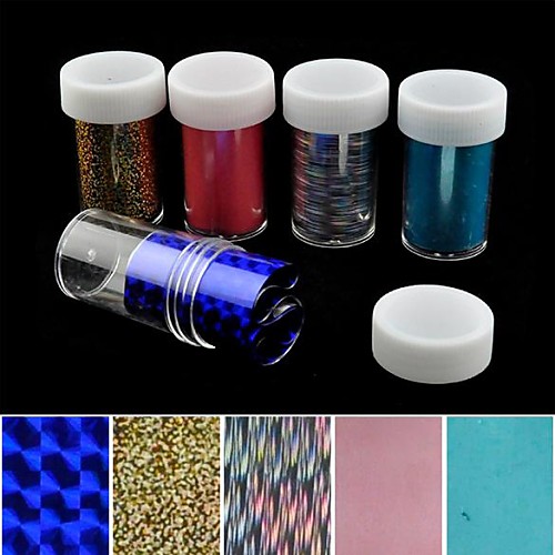

5PCS Laser Foil Nail Decorations Starry Nail Stickers (150x4x0.1cm)