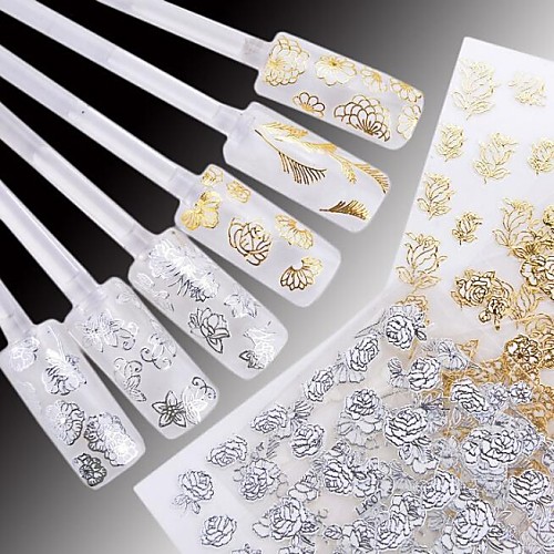 

24 pcs 3D Nail Stickers Water Transfer Sticker nail art Manicure Pedicure Flower / Wedding / Fashion Daily / Plastic