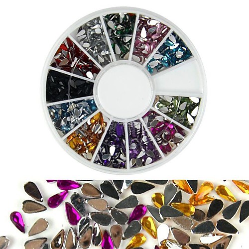 

600pcs 12 color drop shaped diamond nail art decoration