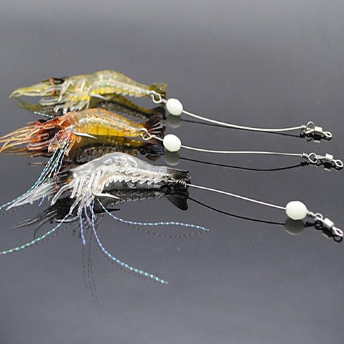 

3 pcs Fishing Lures Soft Bait Craws / Shrimp Luminous Bass Trout Pike Sea Fishing Freshwater Fishing Lure Fishing Soft Plastic