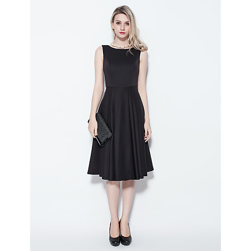 

Ball Gown Cocktail Party Dress Jewel Neck Sleeveless Knee Length Cotton with 2021