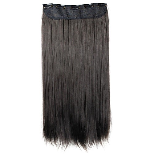 

Human Hair Extensions Straight Classic Synthetic Hair 24 inch Hair Extension Clip In / On Black Women's Daily