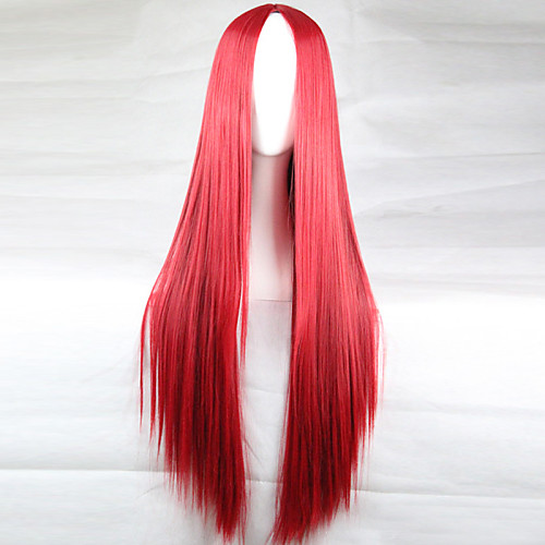 

Cosplay Costume Wig Synthetic Wig Straight Straight Asymmetrical Wig Long Red Synthetic Hair 28 inch Women's Natural Hairline Red