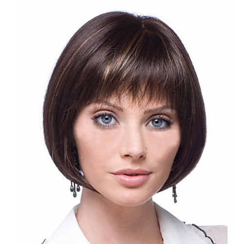 

Synthetic Wig Straight Straight Bob Wig Short Golden Brown With Blonde Synthetic Hair 6 inch Women's Brown StrongBeauty