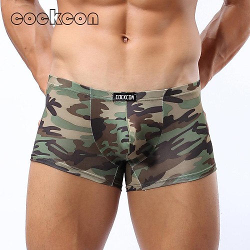 

Men's Mixed Color / Sexy / Print Boxer Briefs Mixed Color Mid Rise Army Green M L XL