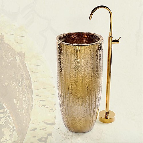 

Bathtub Faucet - Antique Ti-PVD Free Standing Ceramic Valve Bath Shower Mixer Taps / Single Handle One Hole
