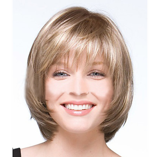 

Synthetic Wig Straight Natural Wave Natural Wave Straight Bob With Bangs Wig Blonde Short Light Blonde Synthetic Hair Women's Blonde StrongBeauty