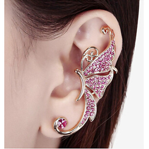 

Women's Synthetic Diamond Ear Cuff Climber Earrings Butterfly Animal Ladies Rhinestone Earrings Jewelry White / Purple For Wedding Party Daily Casual