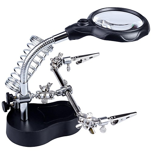 

3.5X / 12X Helping Hand Magnifier LED Light with 2-LED White Light / Soldering Stand (3 x AAA)