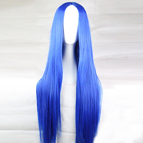 

Cosplay Costume Wig Synthetic Wig Straight Straight Asymmetrical Wig Long Light Blue Synthetic Hair 28 inch Women's Natural Hairline Blue