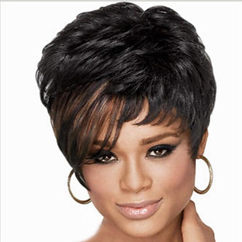 

Synthetic Wig Kinky Curly With Bangs Wig Short Black Women's Black