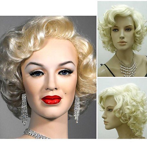 

Synthetic Wig Curly Curly Wig Blonde Short Light Blonde Synthetic Hair 4 inch Women's Silver Blonde StrongBeauty