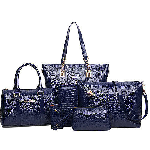 

Women's Patent Leather Tote / Shoulder Messenger Bag / Bag Set Bag Sets Solid Colored Black / Red / Blue
