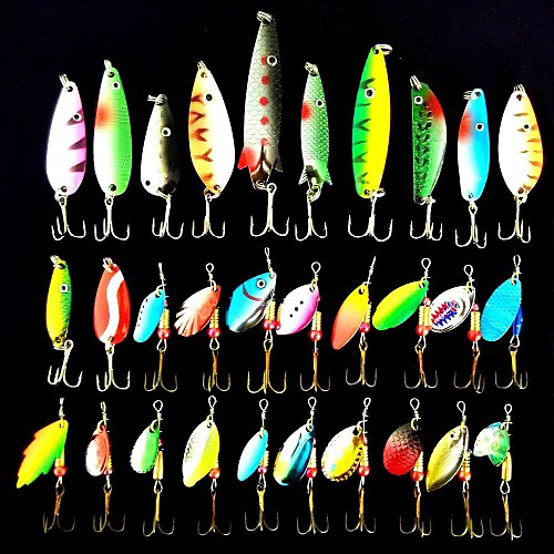 

30 pcs Lure kit Fishing Lures Spoons Lure Packs Spinnerbaits Sinking Fast Sinking Bass Trout Pike Sea Fishing Bait Casting Spinning