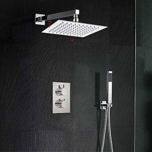 

Shower Set Set - Rainfall Contemporary Chrome Wall Mounted Brass Valve Bath Shower Mixer Taps / Two Handles Two Holes