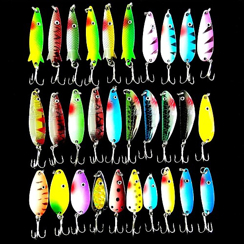 

30 pcs Lure kit Fishing Lures Spoons Lure Packs Sinking Fast Sinking Bass Trout Pike Sea Fishing Bait Casting Spinning