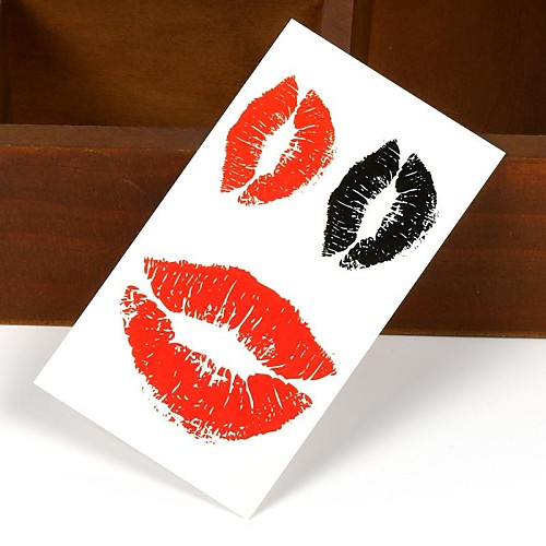 

Sexy Lip Prints Red Black Tattoo Stickers Temporary Tattoos(1 pc)
