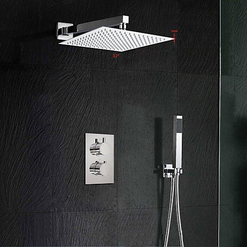 

Shower Set Set - Rainfall Contemporary Chrome Wall Mounted Brass Valve Bath Shower Mixer Taps / Two Handles Two Holes