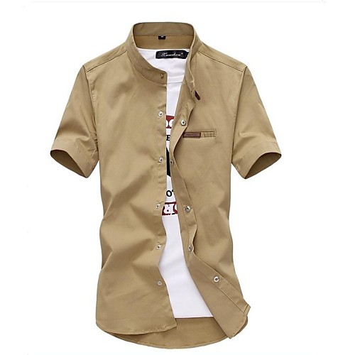 

Men's Shirt Solid Colored Short Sleeve Casual / Daily Tops Cotton White Black Yellow
