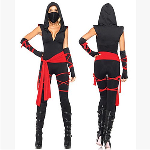 

Ninja Zentai Suits Women's Movie Cosplay Black Bandage Top Pants Halloween New Year Spandex Cotton / Mask / Belt