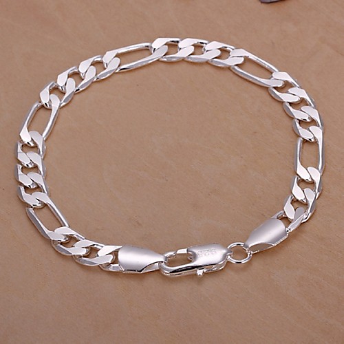 

Men's Chain Bracelet Ladies Silver Plated Bracelet Jewelry Silver For Christmas Gifts Wedding Party Daily Casual