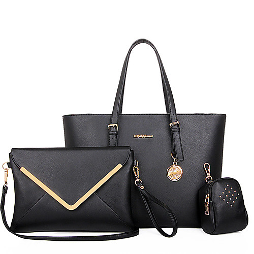 Women S Bags Pu Tote Shoulder Bag Set 3 Pcs Purse Black By Supplier