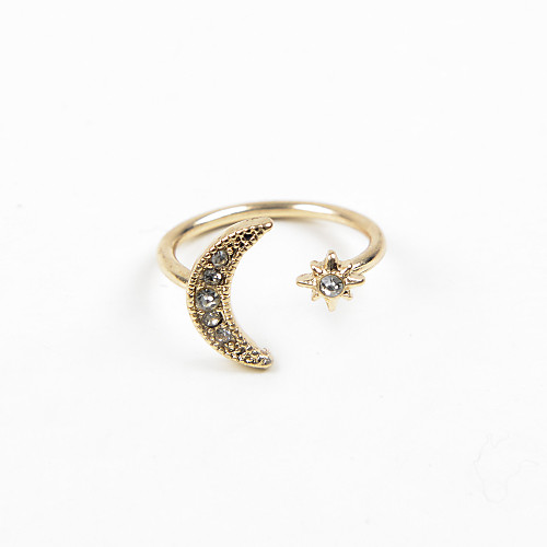 

Women's Ring wrap ring thumb ring Silver Golden Rhinestone Imitation Diamond Alloy Ladies Wedding Party Jewelry Moon Adjustable
