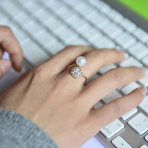 

Women's Band Ring Crystal Silver Pearl Rhinestone Imitation Diamond Ladies Luxury Wedding Party Jewelry Cheap Adjustable / Alloy