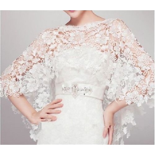 

Sleeveless Capelets Lace Wedding / Party Evening Wedding Wraps With Lace