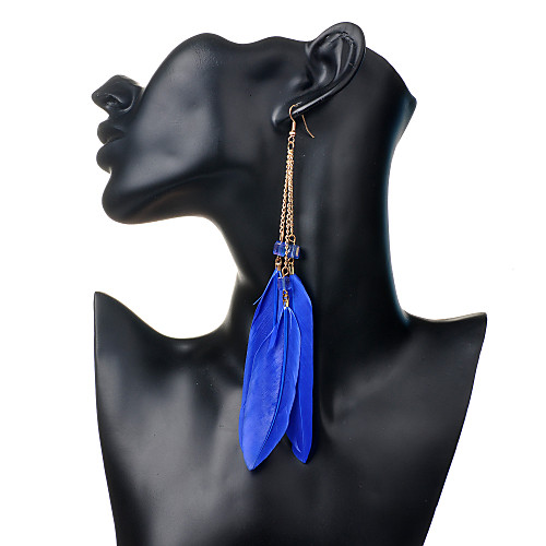 

Women's Drop Earrings Feather Earrings Jewelry Red / Blue / Pink For Party Daily Casual