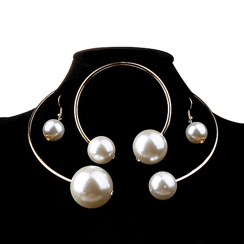 

Women's Pearl Jewelry Set Ball Ladies Fashion Elegant Bridal Oversized everyday Pearl Imitation Pearl Earrings Jewelry Silver For Wedding Party Birthday Engagement Gift Daily 1 set / Necklace