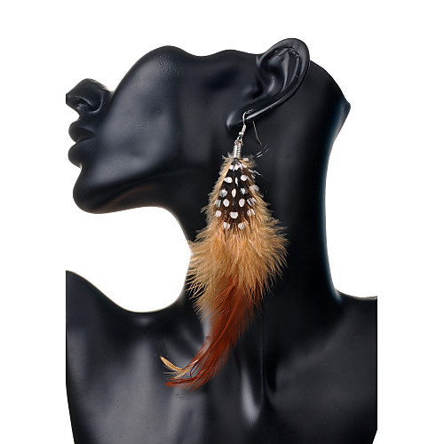 

Women's Drop Earrings Long Feather Ladies Boho Bohemian Feather Earrings Jewelry Dark Red / Blue / Brown For Party Daily Casual