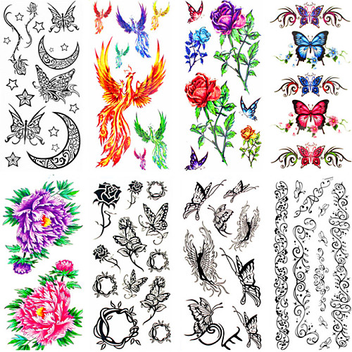 

12 pcs Temporary Tattoos Waterproof / Non Toxic Paper Tattoo Stickers / Pattern