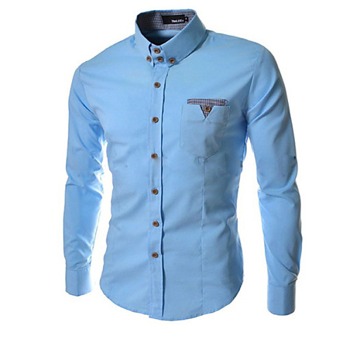 

Men's Shirt Solid Colored Long Sleeve Daily Tops Wine White Navy Blue