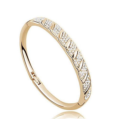 

Crystal Cuff Bracelet - 18K Gold Plated, Cubic Zirconia, Imitation Diamond Ladies, Luxury, Unique Design, Casual, Fashion Bracelet Jewelry Fuchsia / Green / Blue For Christmas Gifts