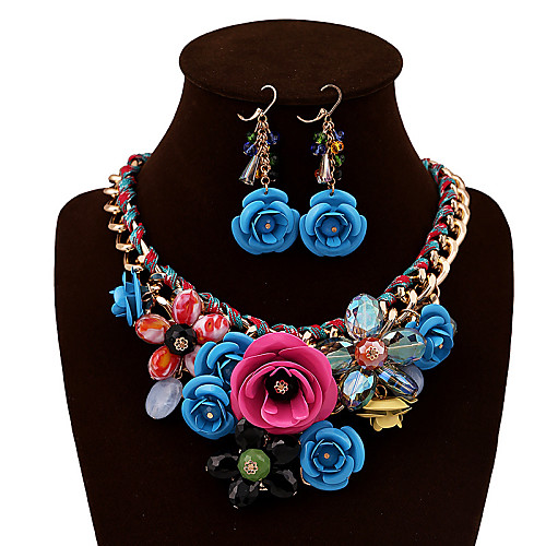 

Crystal Jewelry Set Statement Ladies Vintage Party Work Casual Earrings Jewelry Green / Blue / Pink For Party