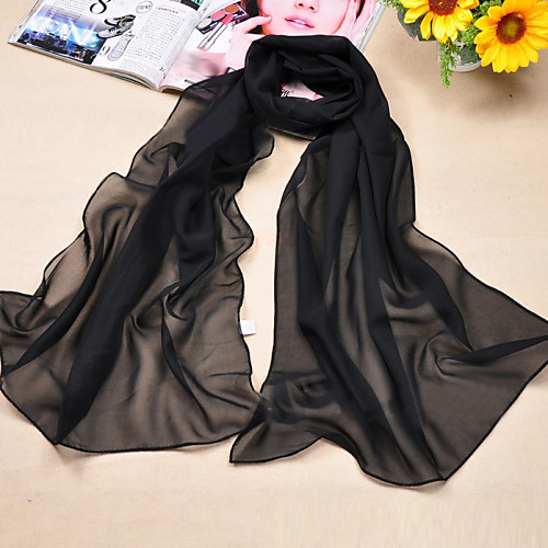 

Women's Basic Polyester / Chiffon Rectangle Scarf - Solid Colored / Black / White / Yellow / Red / Blue