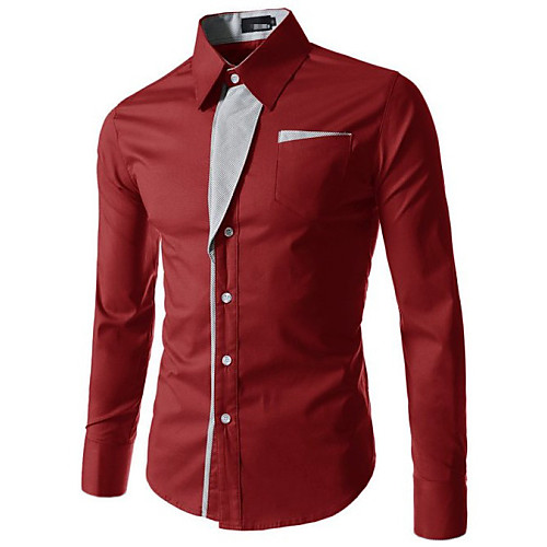 

Men's Shirt Solid Colored Plus Size Long Sleeve Daily Tops Wine White Black