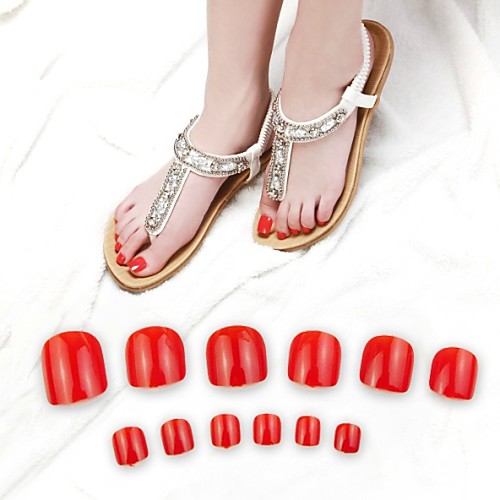 

70pcs bright red toe false acrylic nail art tips