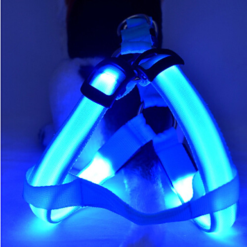 

Cat Dog Harness Vest LED Lights Rechargeable Safety Glow in the Dark LED Light Reflective Nylon White Blue Yellow Red Pink