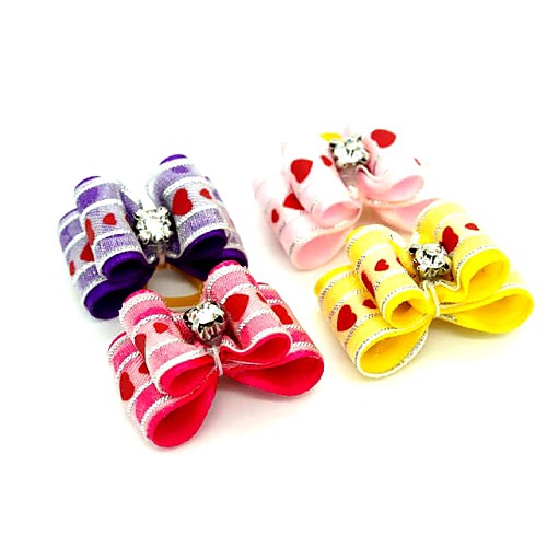 

Lovely Ribbon Style Rhinestone Decorated Rubber Band Hair Bow for Pet Dogs (Random Color)