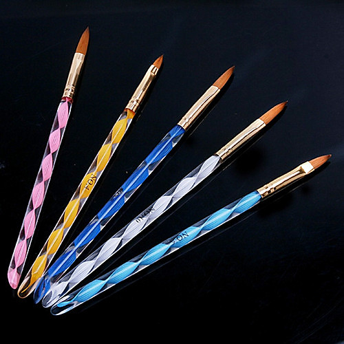 

5pcs Synthetic Hair Plastic Nail Art Accessories Novelty Classic Cute Daily Nail Acrylic Brush for Acrylic Brush