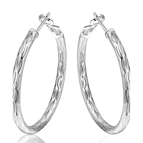 

Women's Hoop Earrings Machete Ladies Luxury Silver Plated Earrings Jewelry Silver For Wedding Party Daily Casual