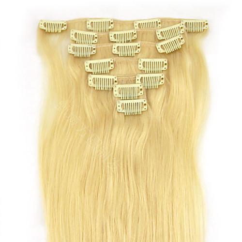 

PANSY Clip In Human Hair Extensions Straight Remy Human Hair Human Hair 15 inch Black / Bleached Blonde