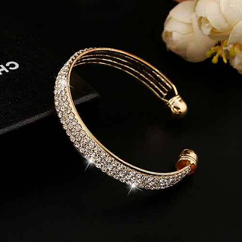 

Women's Crystal Cuff Bracelet Tennis Bracelet Ladies Work Casual Fashion Vintage Rhinestone Bracelet Jewelry Gold / Silver For / Imitation Diamond / 18K Gold