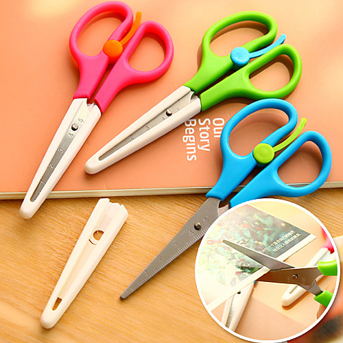 

Colorful Smart Paper Edger Scissors Student Craft Cutter with Protector and Ruler (Random Color)