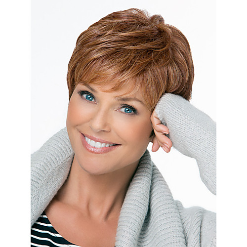 

Natural Fluffy High Quality Capless Short Wavy Mono Top Human Hair Wigs Twelve Colors to Choose
