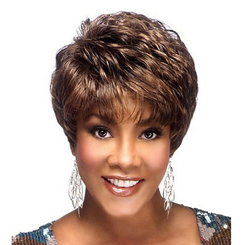 

Synthetic Wig Curly Curly Pixie Cut With Bangs Wig Short Brown Synthetic Hair Women's Brown