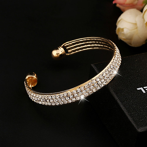 

Women's Crystal Bracelet Bangles Cuff Bracelet Tennis Bracelet Tennis Chain Ladies Crystal Bracelet Jewelry Silver / Golden For Wedding Party Daily Casual Masquerade Engagement Party